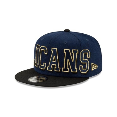 Blue New Orleans Pelicans Hat - New Era NBA Block Font 9FIFTY Snapback Caps USA4178352